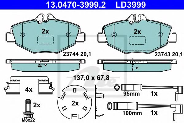ATE Brake Pad Set, disc brake 10330434 - ATE