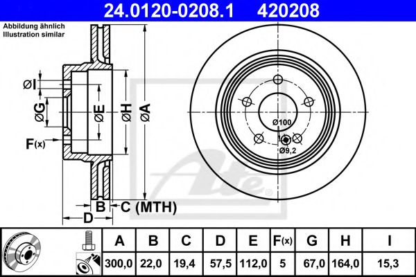 ATE Brake Disc 10228197 - ATE