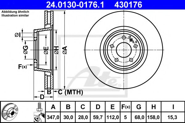 ATE Brake Disc 10124419 - ATE