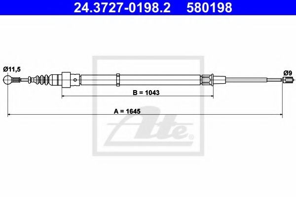 ATE Cable Pull, parking brake 10604164 - ATE
