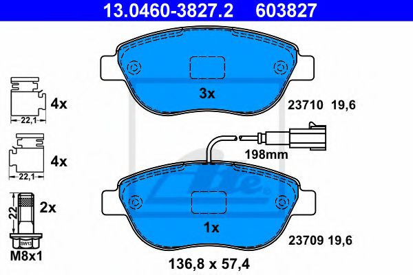 ATE Brake Pad Set, disc brake 10122856 - ATE