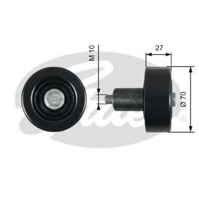 GATES Deflection/Guide Pulley, v-ribbed 12456982 - GATES