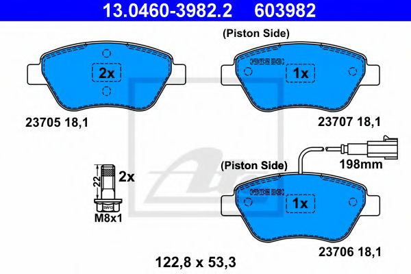 ATE Brake Pad Set, disc brake 10122919 - ATE