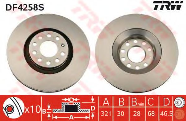 TRW Brake Disc 10705748 - TRW
