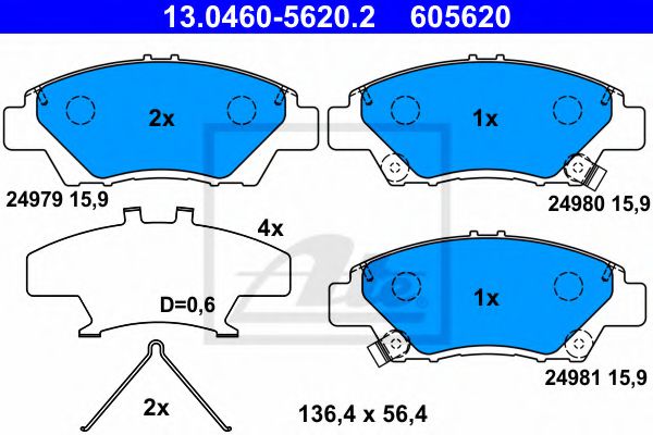 ATE Brake Pad Set, disc brake 10480934 - ATE