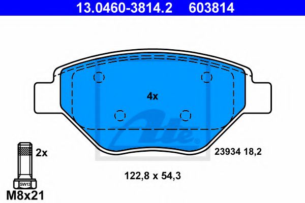 ATE Brake Pad Set, disc brake 10122845 - ATE