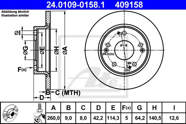 ATE Brake Disc 10330465 - ATE