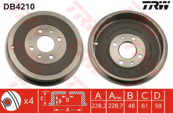 TRW Brake Drum 10704141 - TRW