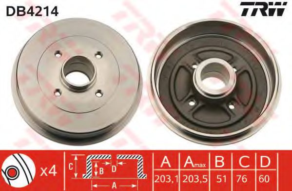 TRW Brake Drum 10708779 - TRW