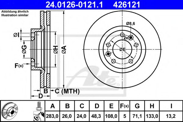 ATE Brake Disc 10124311 - ATE