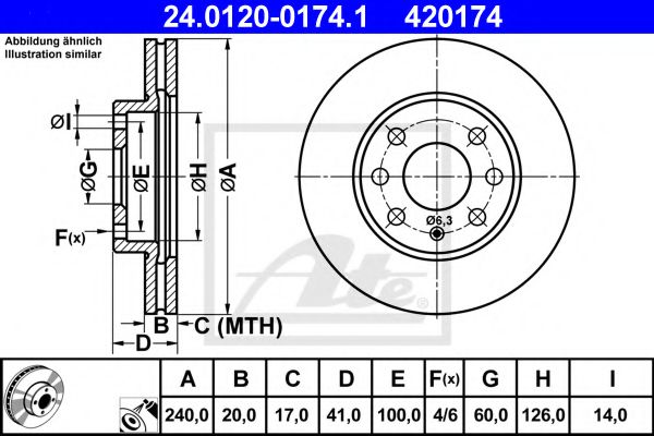 ATE Brake Disc 4124827 - ATE