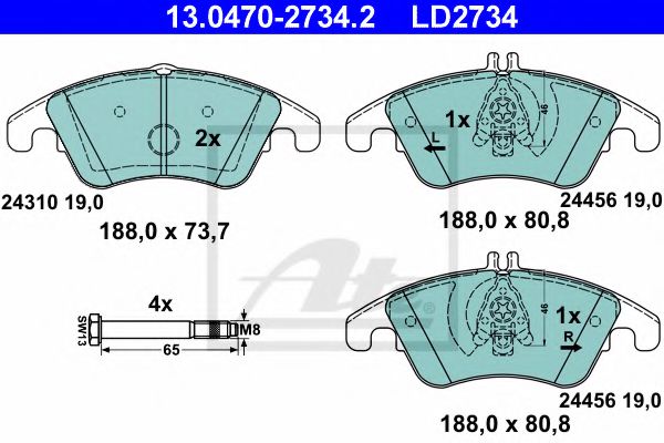 ATE Brake Pad Set, disc brake 10399564 - ATE