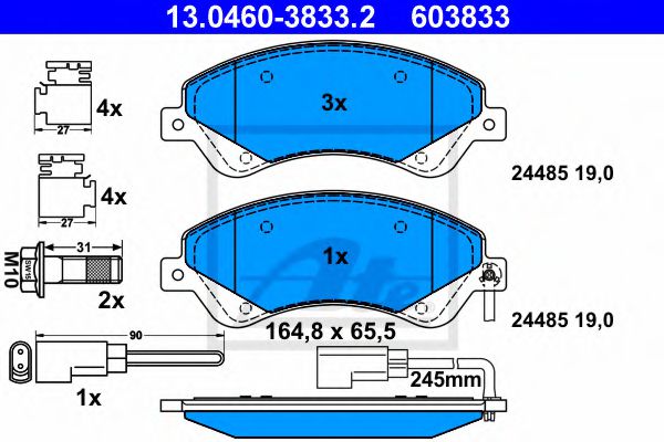 ATE Brake Pad Set, disc brake 10122861 - ATE