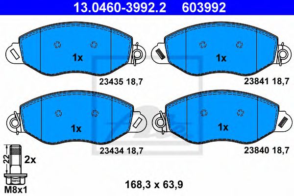 ATE Brake Pad Set, disc brake 10122928 - ATE