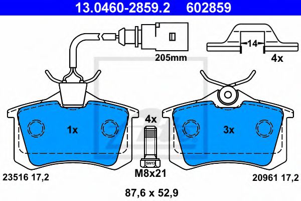 ATE Brake Pad Set, disc brake 10122734 - ATE