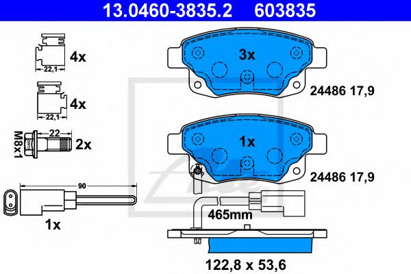 ATE Brake Pad Set, disc brake 10122863 - ATE