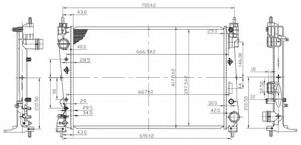 NRF Radiator, engine cooling 11544045 - NRF