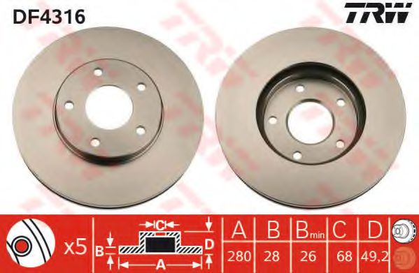 TRW Brake Disc 10708864 - TRW