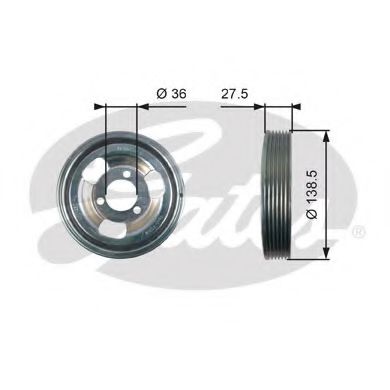 GATES Belt Pulley, crankshaft 12457387 - GATES