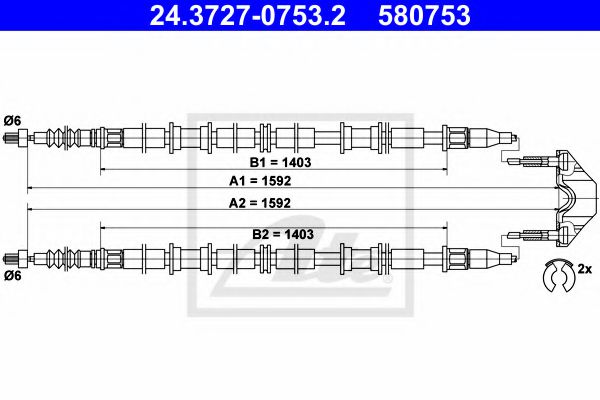 ATE Cable Pull, parking brake 10126119 - ATE