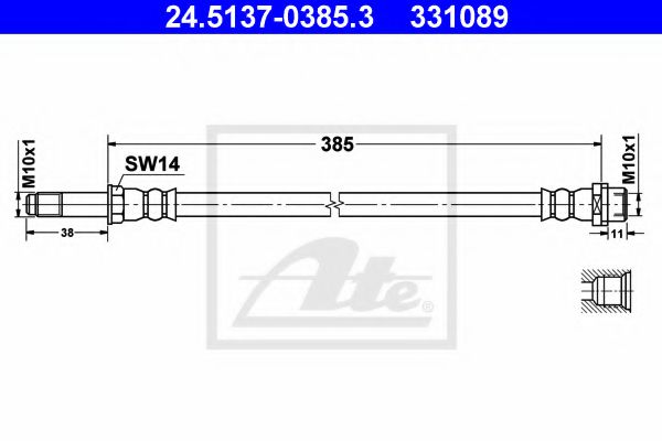 ATE Brake Hose 10399662 - ATE
