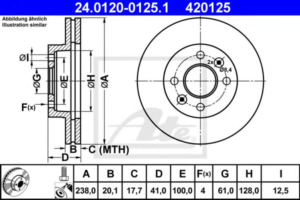 ATE Brake Disc 10124012 - ATE