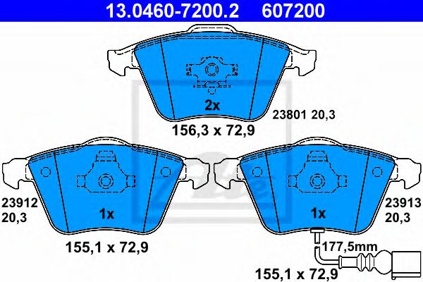 ATE Brake Pad Set, disc brake 10123349 - ATE