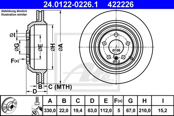 ATE Brake Disc 10202543 - ATE