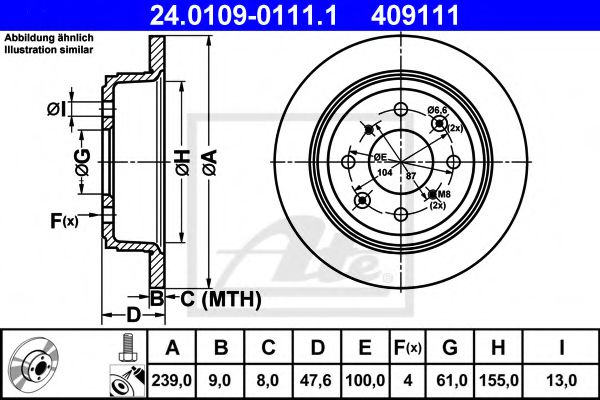ATE Brake Disc 10123658 - ATE
