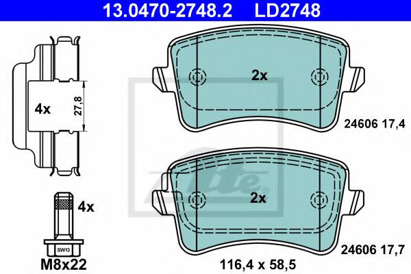 ATE Brake Pad Set, disc brake 10399567 - ATE