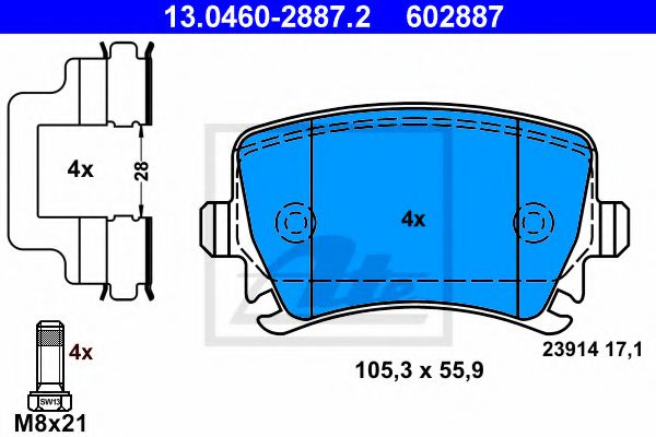 ATE Brake Pad Set, disc brake 10122759 - ATE