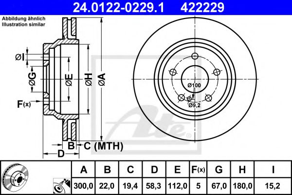 ATE Brake Disc 10124152 - ATE