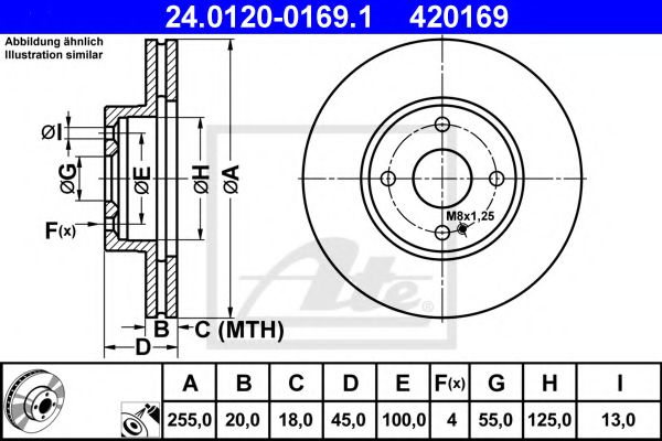 ATE Brake Disc 10124029 - ATE