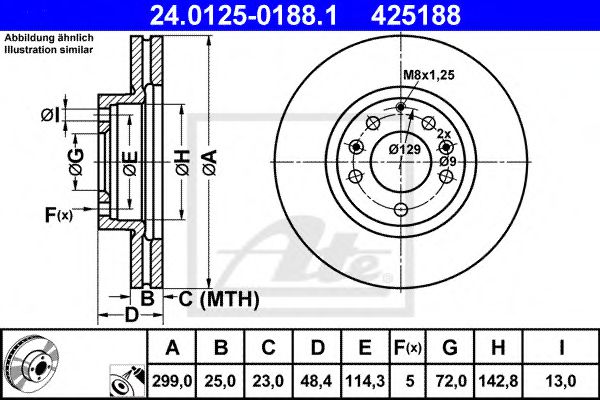 ATE Brake Disc 3574590 - ATE