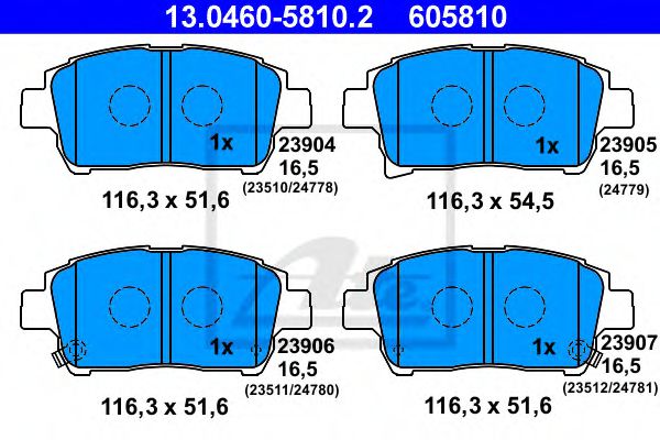 ATE Brake Pad Set, disc brake 10123060 - ATE