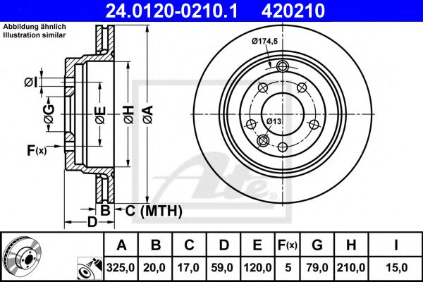 ATE Brake Disc 10202516 - ATE