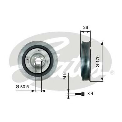 GATES Belt Pulley, crankshaft 11721920 - GATES