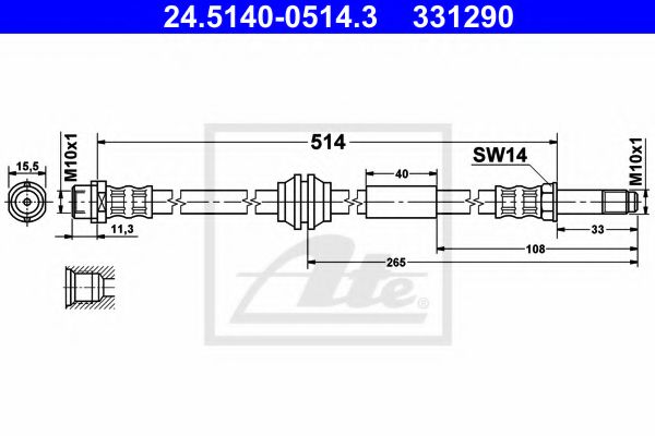 ATE Brake Hose 10801024 - ATE
