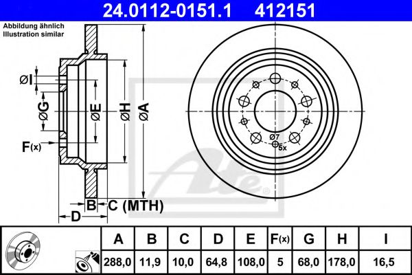 ATE Brake Disc 10123873 - ATE