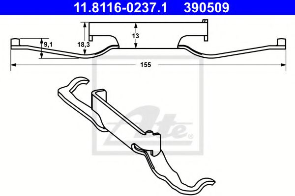 ATE Spring, brake caliper 10321974 - ATE