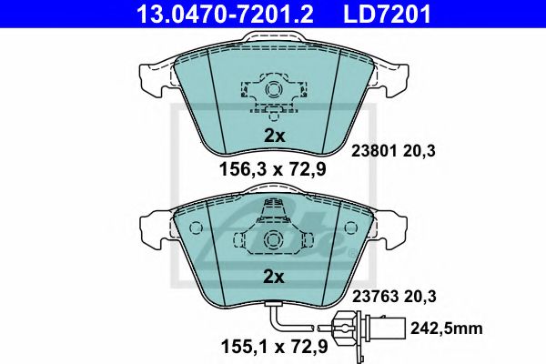 ATE Brake Pad Set, disc brake 10330457 - ATE