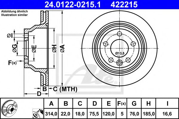 ATE Brake Disc 10124140 - ATE