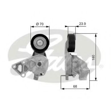 GATES Tensioner Pulley, v-ribbed belt 12457092 - GATES