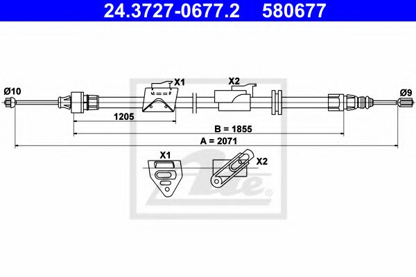 ATE Cable Pull, parking brake 10800954 - ATE