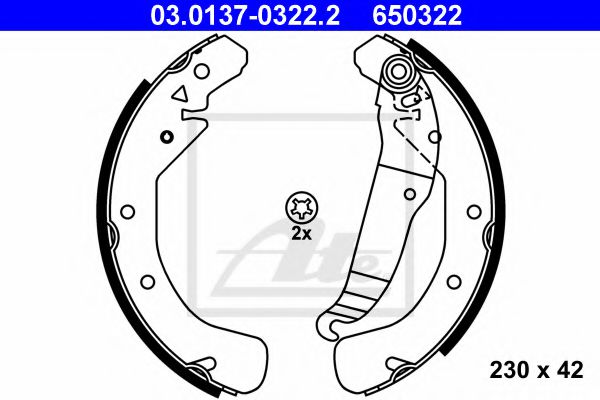 ATE Brake Shoe Set 10120599 - ATE