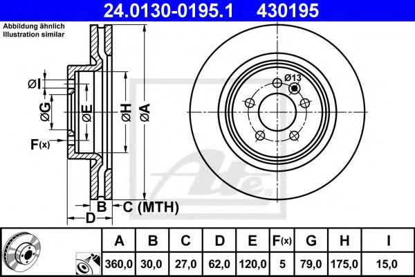 ATE Brake Disc 10253581 - ATE