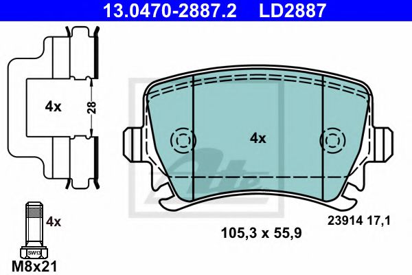 ATE Brake Pad Set, disc brake 10330427 - ATE