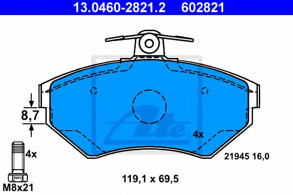ATE Brake Pad Set, disc brake 10122703 - ATE