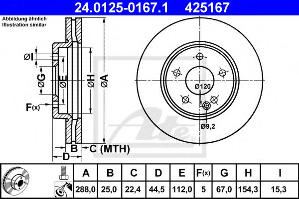 ATE Brake Disc 10124285 - ATE