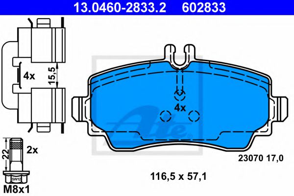 ATE Brake Pad Set, disc brake 10122715 - ATE